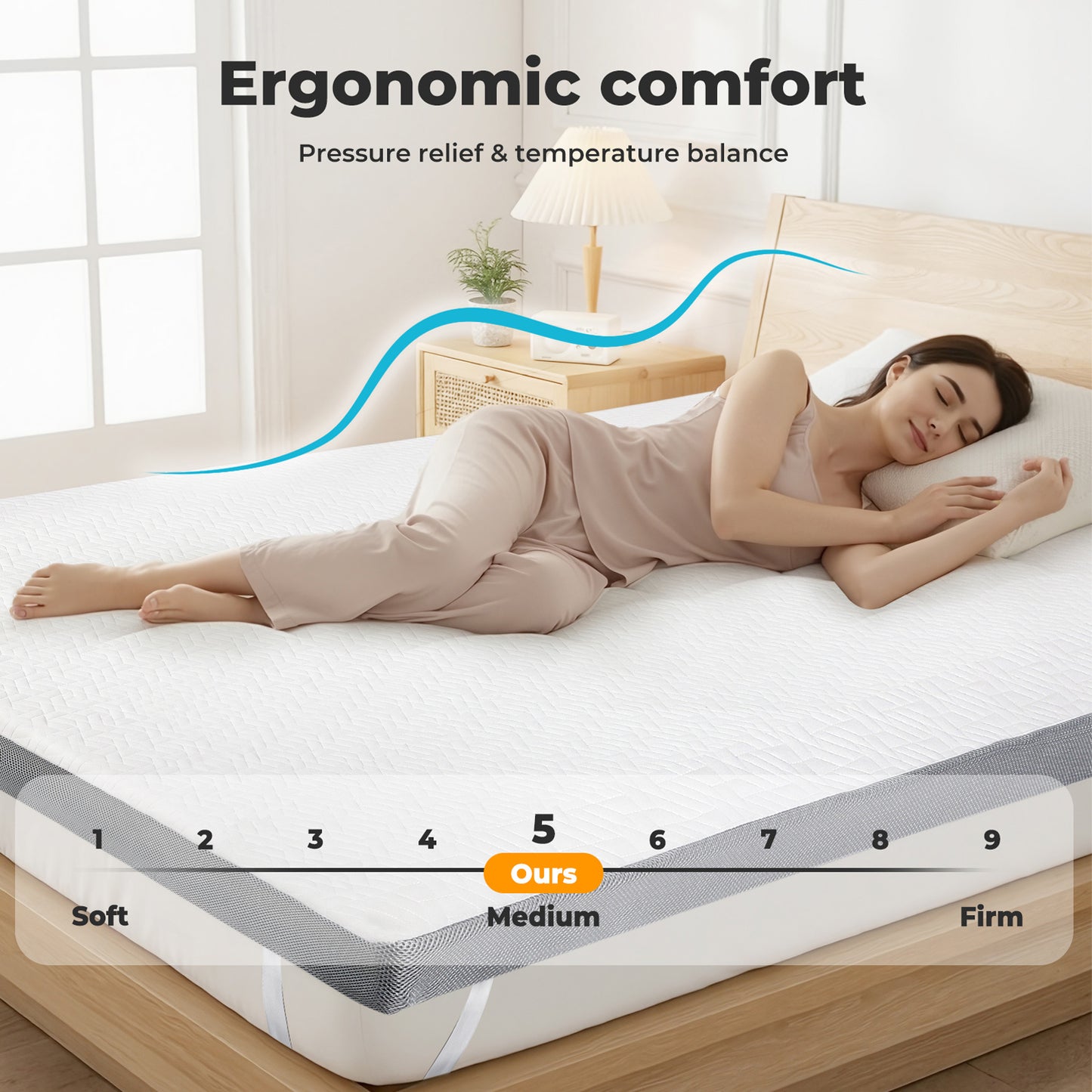 Lavio King Mattress Topper Memory Foam Dual Layer Hotel Quality Bed Protector