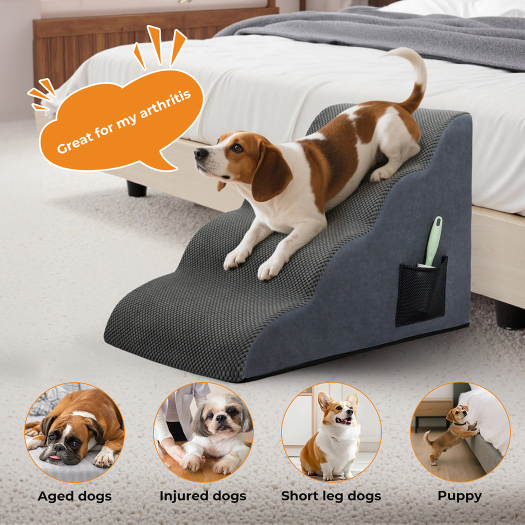 Skylos Pet Stairs Dog Ramp for Bed Sofa Small Dog 2/3/4 Step Non-Slip Washable