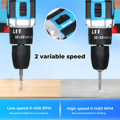 Traderight 21V Cordless Drill Combi Driver Electric Screwdriver Set 1 Battery