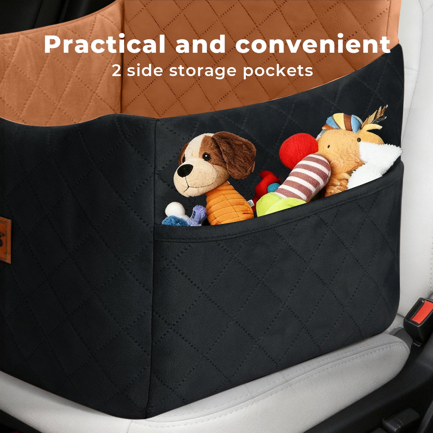 Skylos Pet Booster Dog Car Seat Safe Travel Carrier Bed Bag Basket Puppy Brown