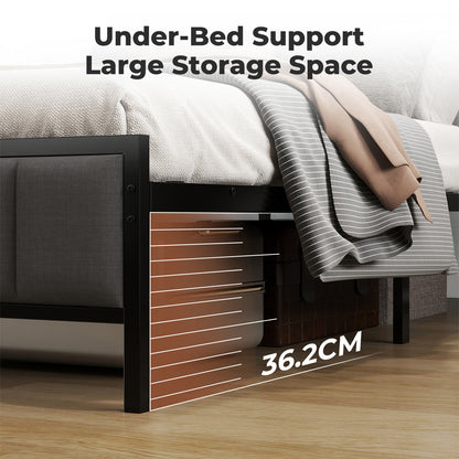 Levede Single Bed Frame Metal Platform 90x200cm LED Headboard Charging Station