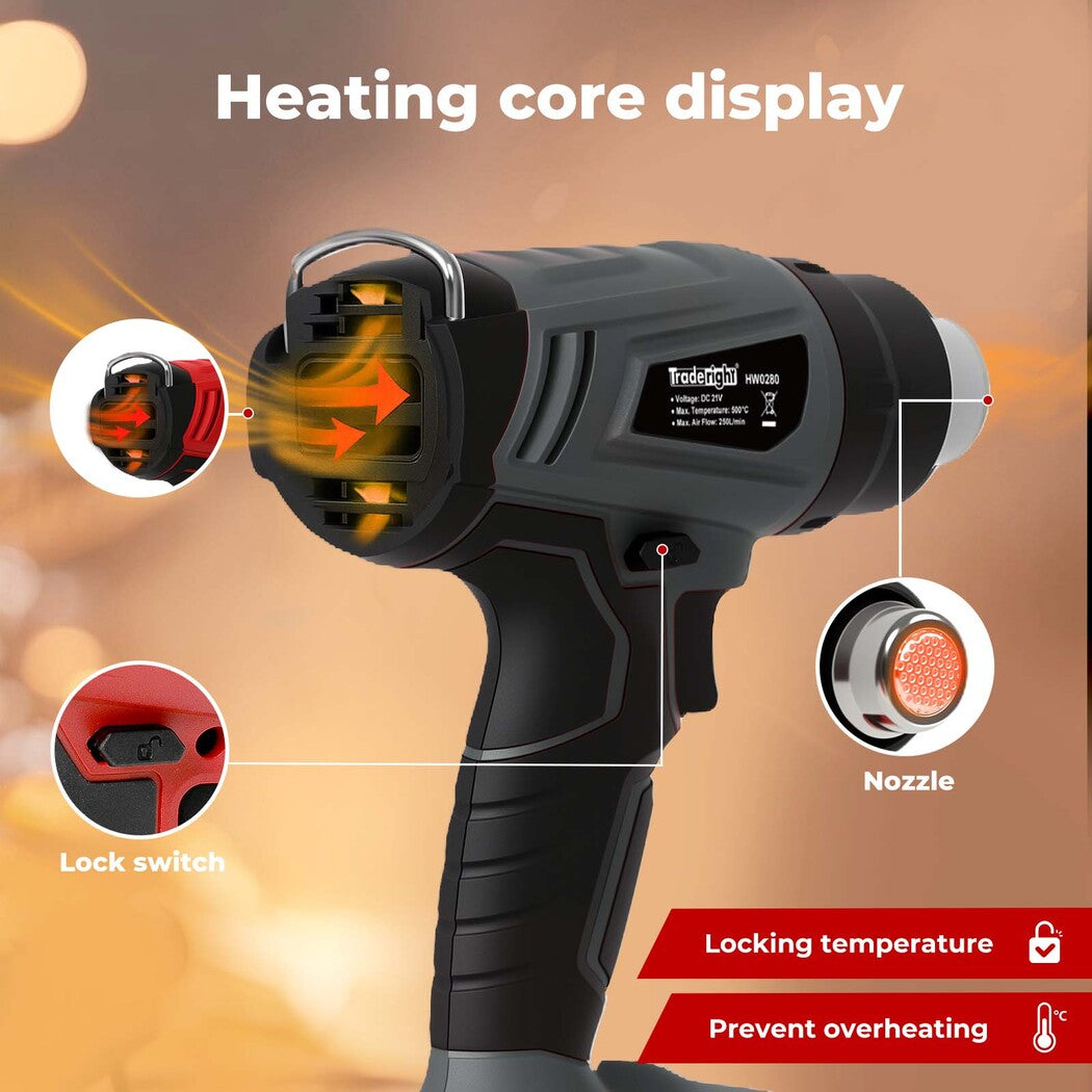 Traderight Hot Air Gun Cordless Electric Heat Gun with Nozzles DIY Craft Repair