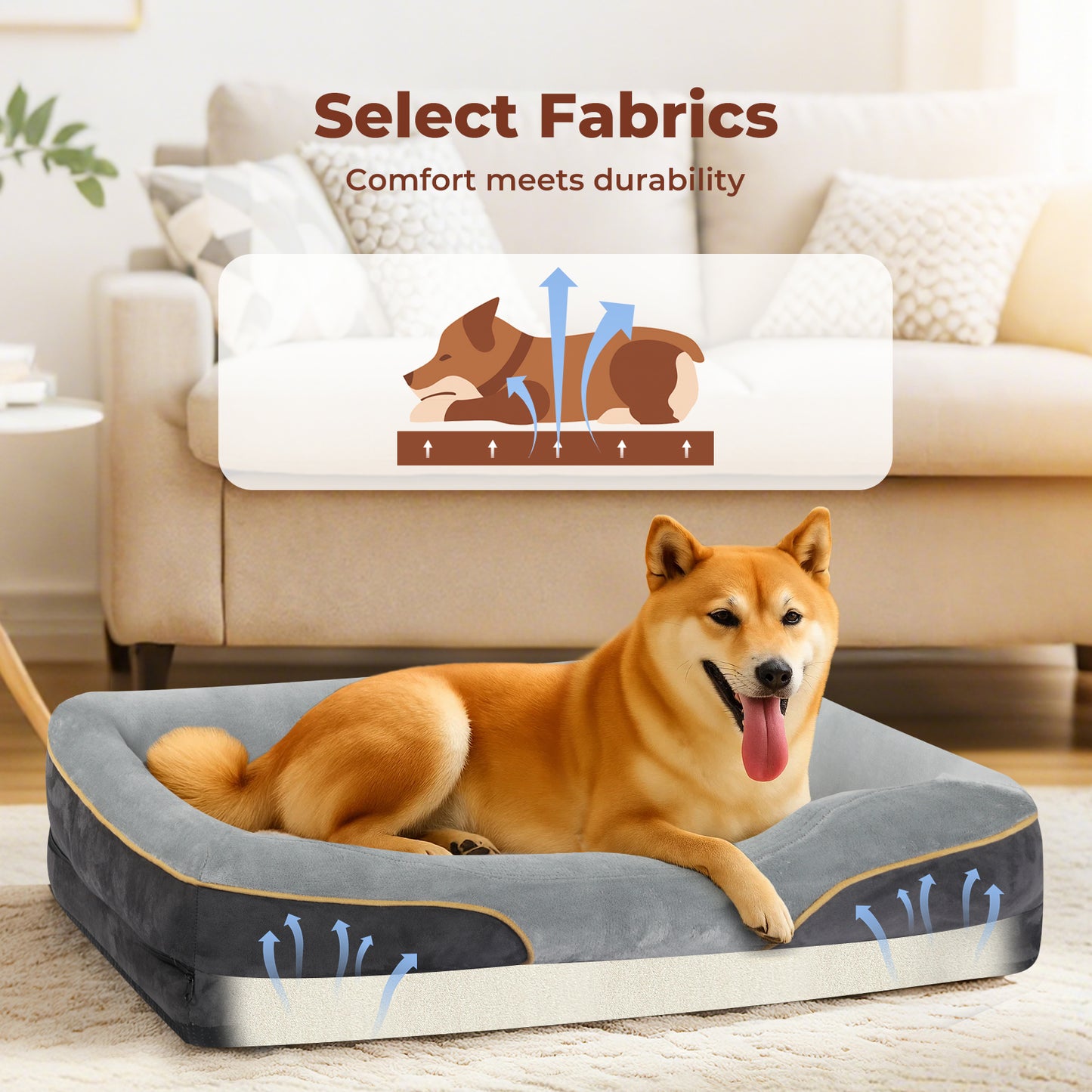 Skylos Dog Bed Orthopaedic Pet Cushion Washable Puppy Mattress Non Slip Washable