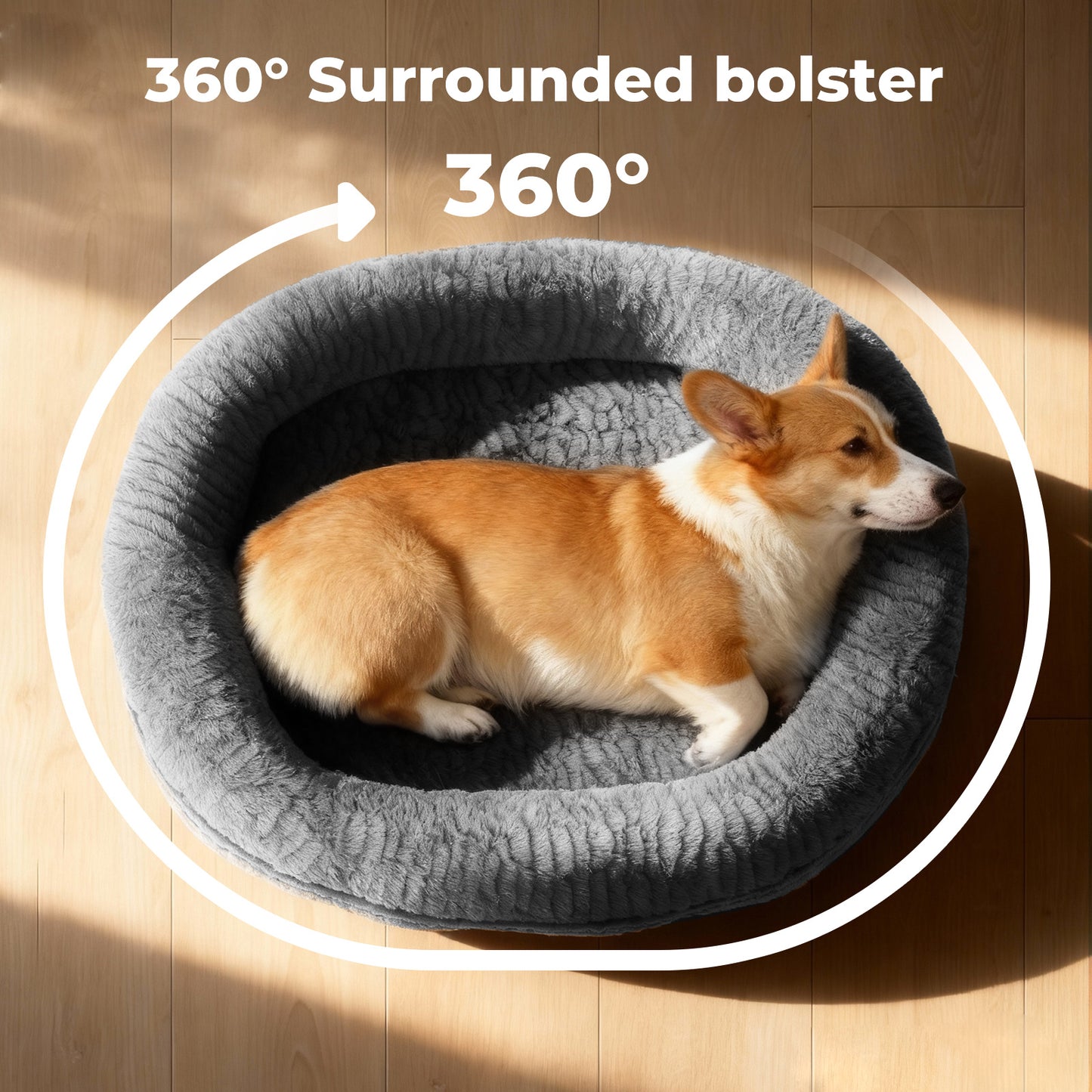 Skylos Orthopedic Plush Dog Bed Soft Washable Pet Bed Grey Cosy Cushion XL Size