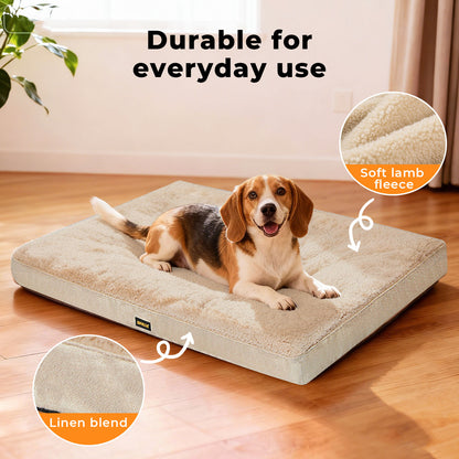 Skylos Pet Bed Orthopaedic Sherpa Fleece Soft Dog Crate Cushion Mat Washable