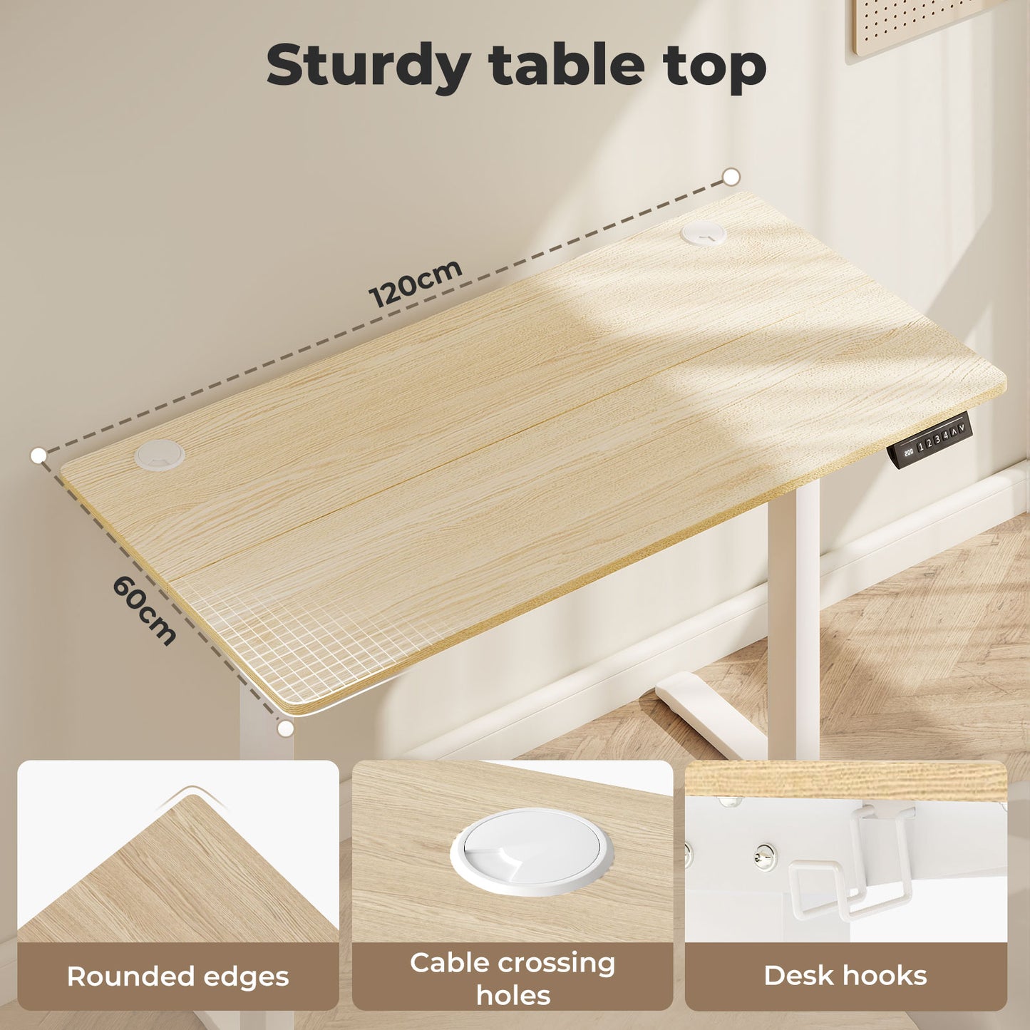 Levede Electric Standing Desk Height Adjustable with Memory Control Natural