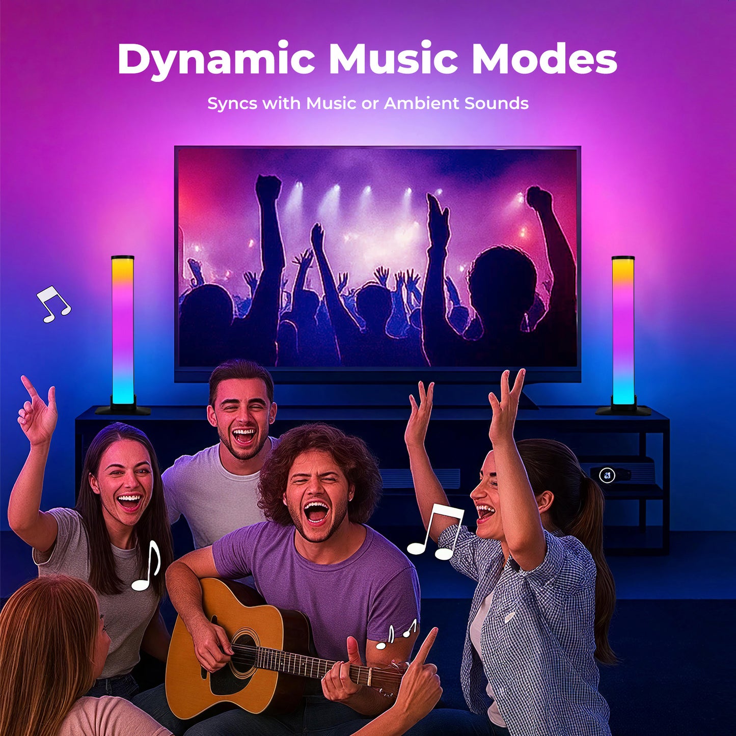 Emitto 2x Smart RGB LED Light Bar Ambient Lamp Color Changing Music TV Backlight