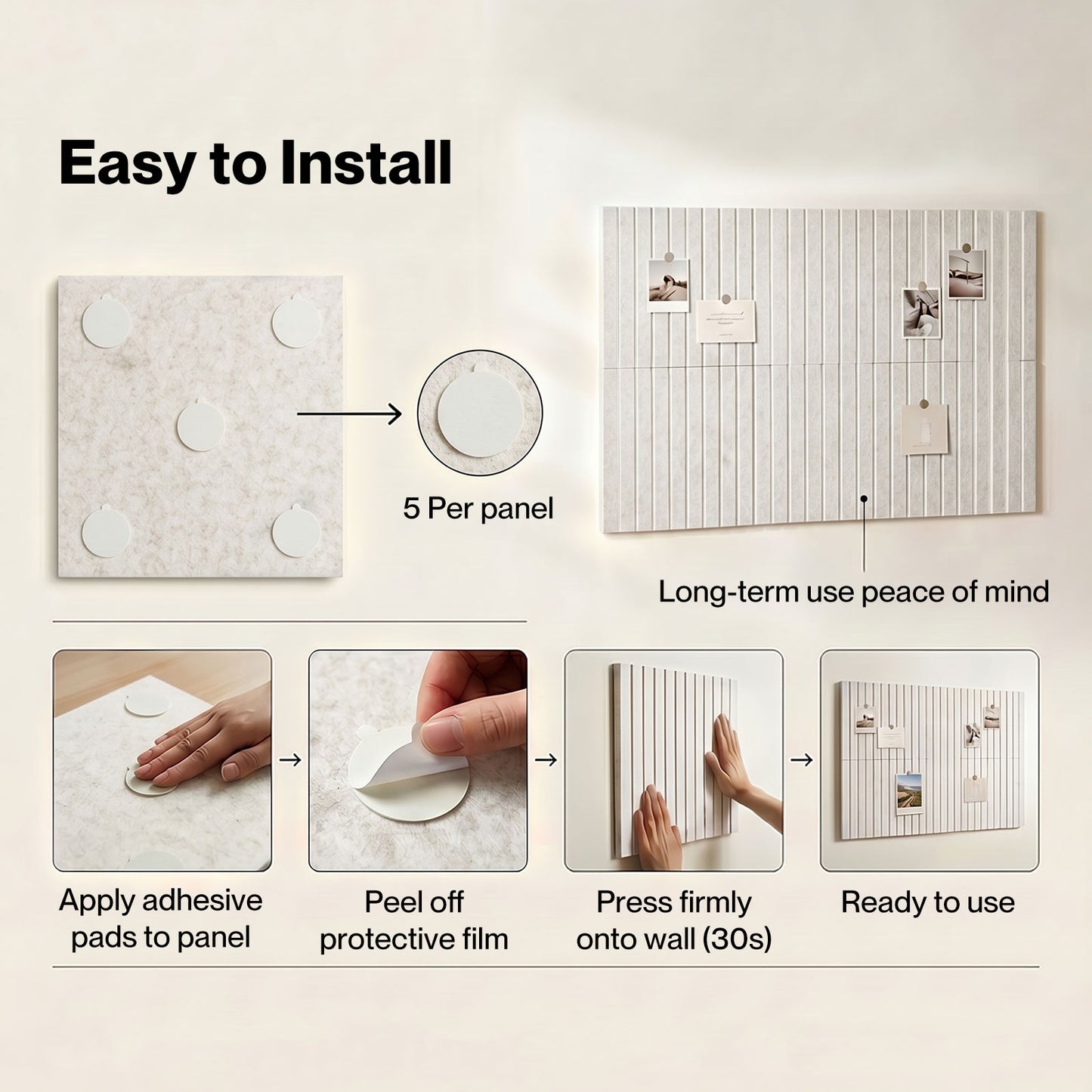 Levede Felt Notice Board 12PCS Wall Tiles Pin Board Self Adhesive Beige 30x30cm