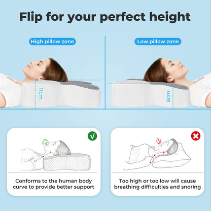 Lavio Ergonomic Neck Pillow Memory Foam Cool Adjustable Breathable Pain Relief