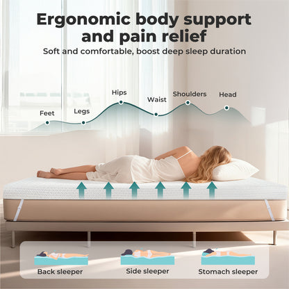 Lavio Mattress Topper 4 Inch Cooling Gel Memory Foam Double Non Slip Washable