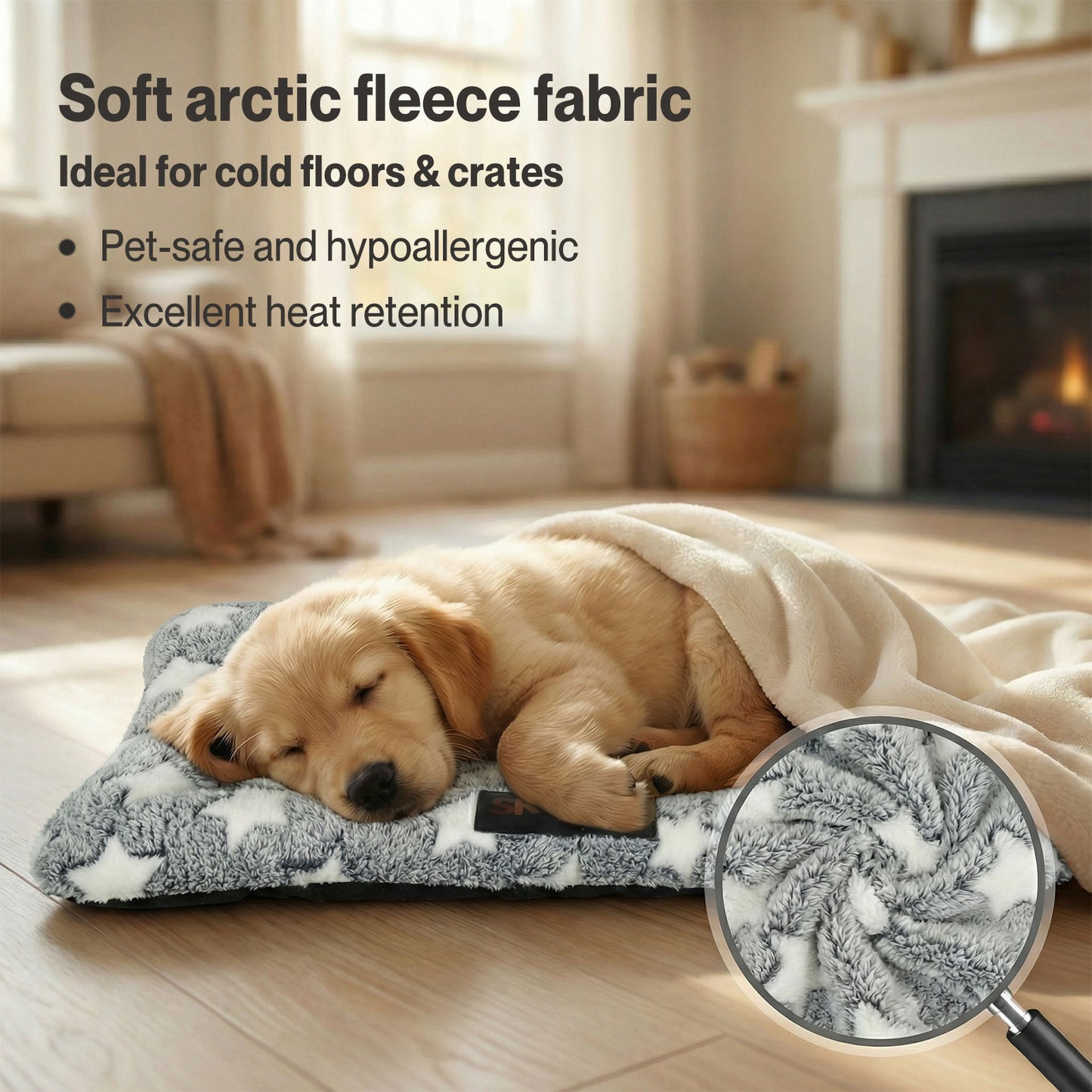 Skylos Dog Bed Arctic Fleece Soft Pet Cat Cushion Large Dog Puppy Crate Mat