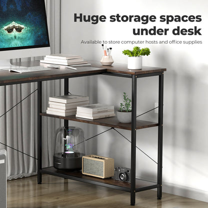 Levede L Shaped Office Computer Corner Desk for Home with Storage Shelves 100cm
