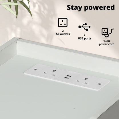 Levede Bedside Table Nightstand USB Charger Outlet RGB LED 3 Drawers White