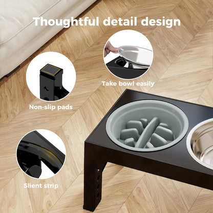 Skylos Dog Raised Elevated Pet Feeding Bowls Stainless Steel Adjustable Stand