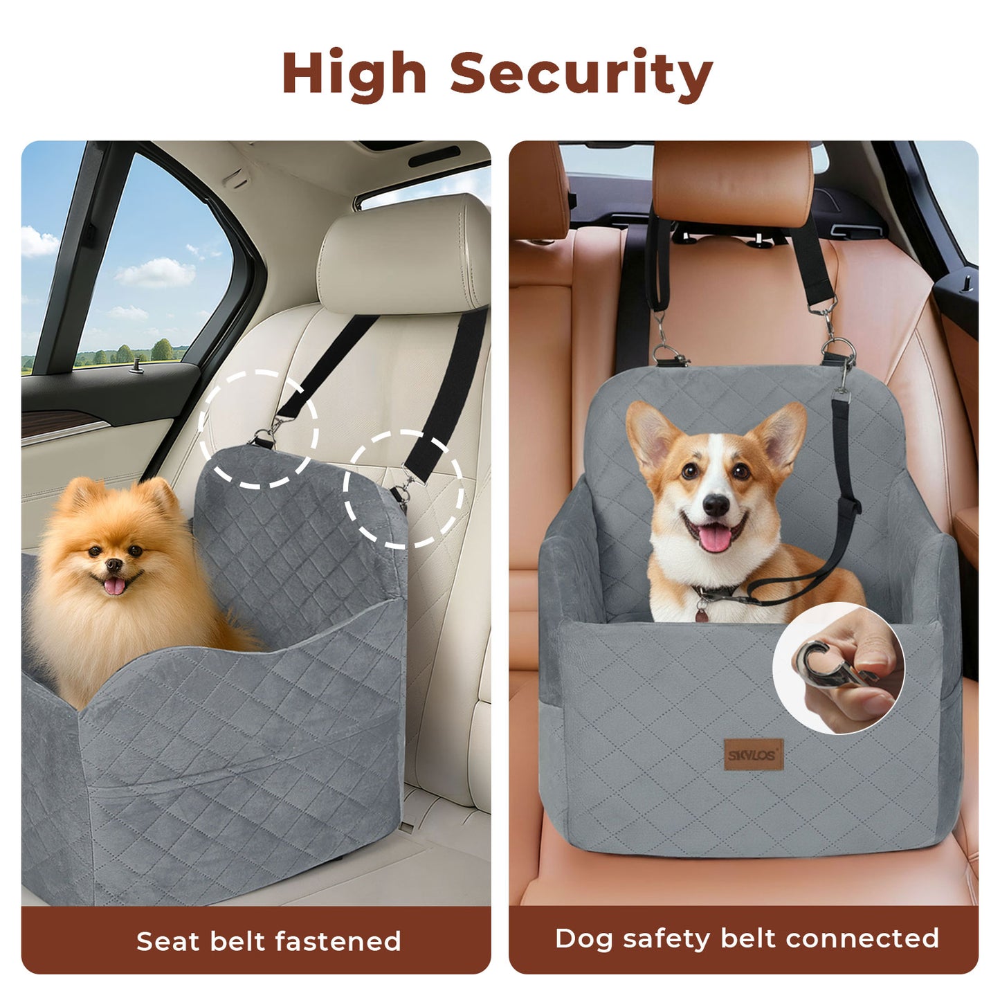 Skylos Dog Booster Car Seat Travel Carrier Bed Basket Portable Pet Cat Puppy