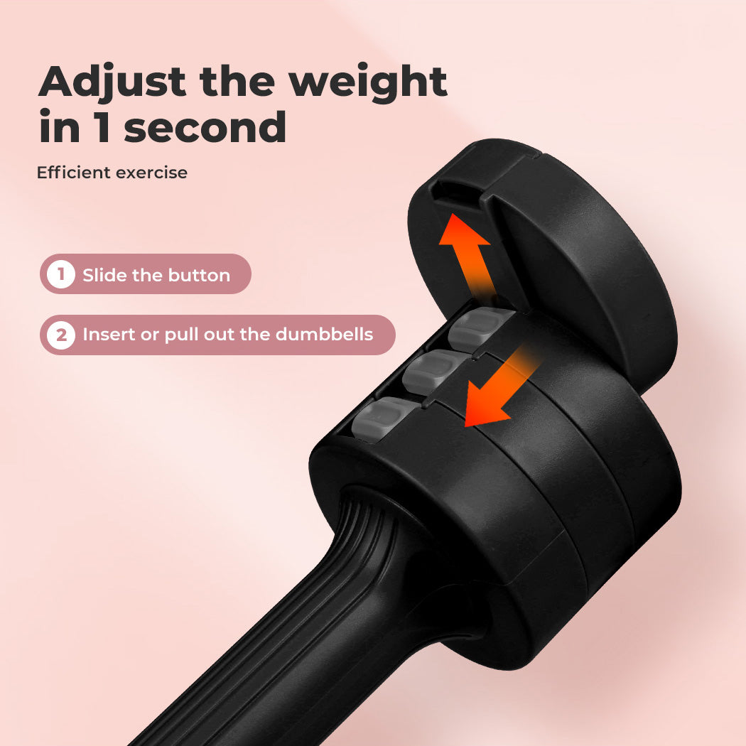 Centra Adjustable Dumbbells Set of 2 Home Gym Exercise 2.5kg/5kg Black Pink
