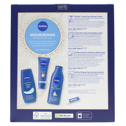 NIVEA Nourishing Moments of Joy Gift Set 4pc – Shower Cream 250ml  Lotion 250ml  Lip Balm & Hand Cream 100ml