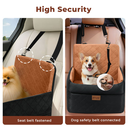 Skylos Dog Car Seat for Small Dogs Cats Cosy Pet Travel Bed with Safety Leash