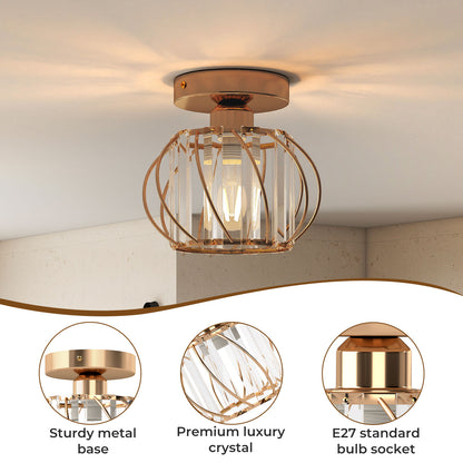 Emitto Crystal Ceiling Light Semi Flush Mount Chandelier Modern Hallway Lamp