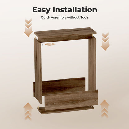 Levede Slim Side Table 2 Tier with Magazine Storage Narrow End Table 55x20x60cm
