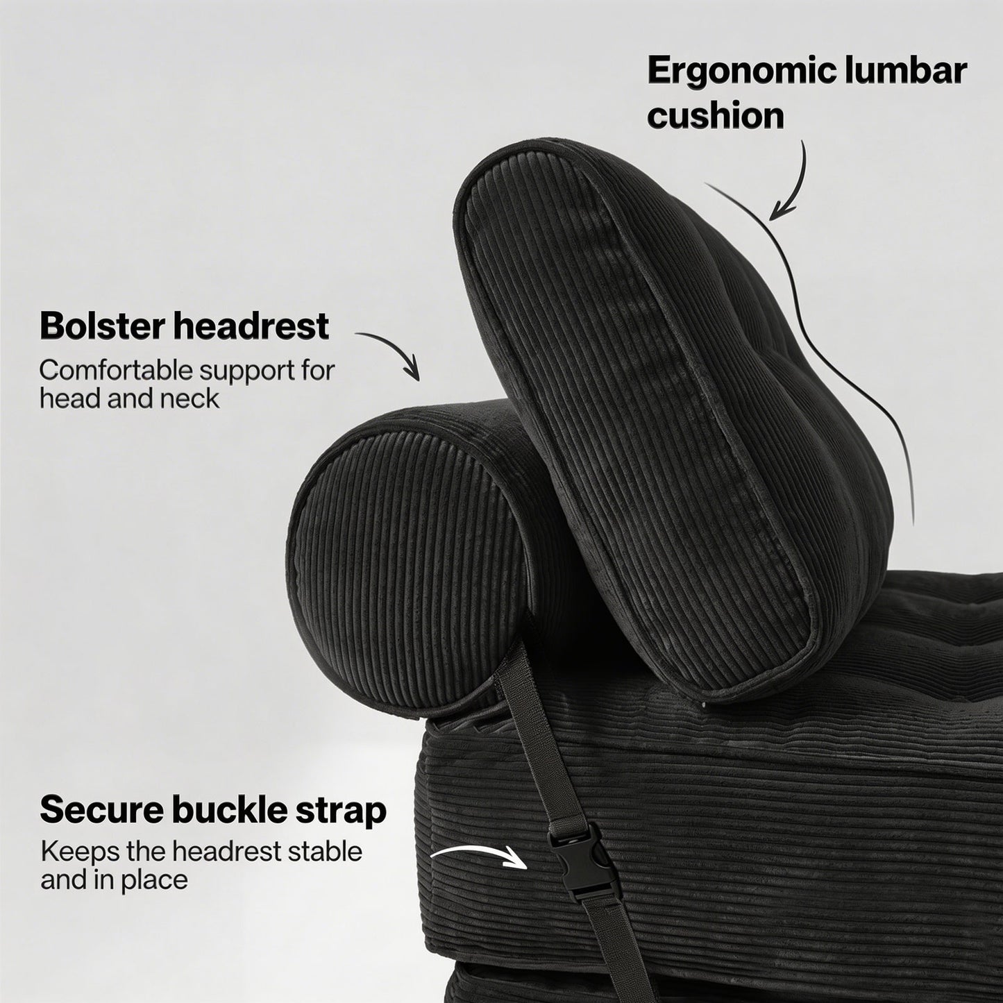 Levede Sofa Bed Convertible Foldable Floor Mattress with Head Lumbar Pillow