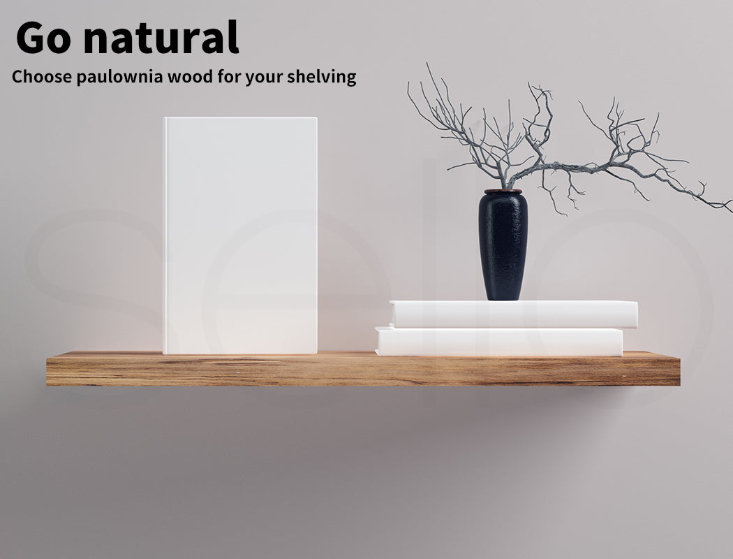 Wall Floating Shelves Wooden Mounted Storage Free Brackets Set 2Pcs 35.5IN 90CM