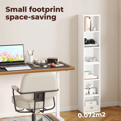 Levede Bookcases Book Shelf Shelving Storage Unit Slim Wood Office Home White