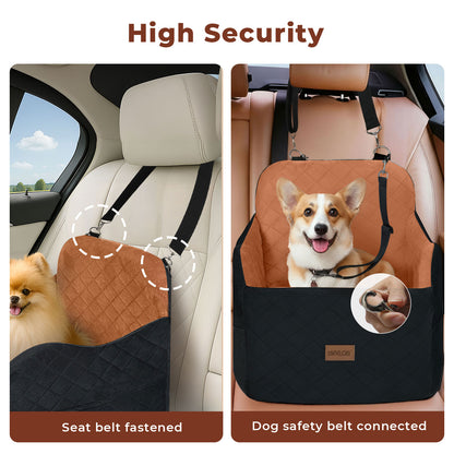 Skylos Dog Booster Car Seat for Small to Medium Pets up to 35 lbs Portable Brown