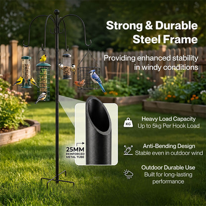 TOQUE Complete Bird Feeding Station 4 Feeders Outdoor Garden Wild Birds Feeder