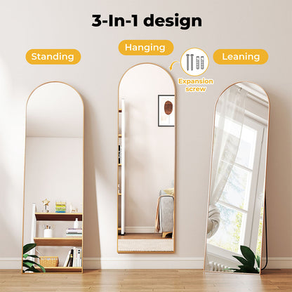 Levede 165cm Full Length Free Standing Floor Mirror Arched Decor Golden Frame
