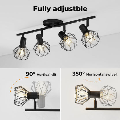 EMITTO 3-4 Way Spotlight Ceiling Light Adjustable Kitchen Spot Light E14 Fixture