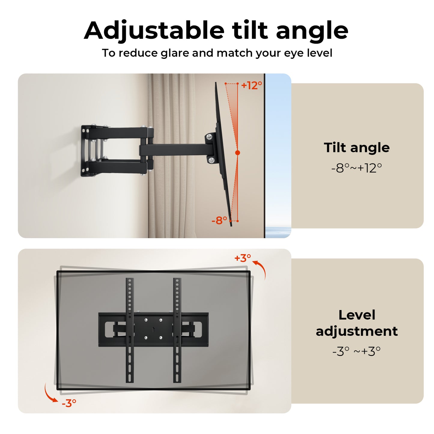 Levede TV Wall Bracket Full Motion Swivel Tilt for 26 32 40 42 46 50 55 65" TV