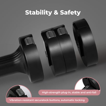 Centra Adjustable Dumbbells Set of 2 Home Gym Exercise 2.5kg/5kg Black Pink