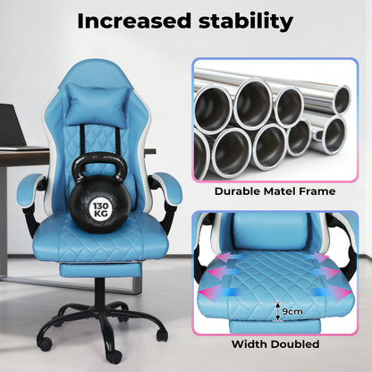 Levede Office Chair Gaming Racing Recliner Adjustable Spring Cushion Footrest