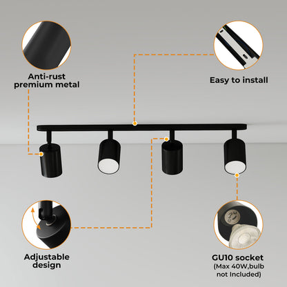EMITTO Ceiling Spotlight Adjustable Kitchen Bar Spot Light LED GU10 No Bulbs