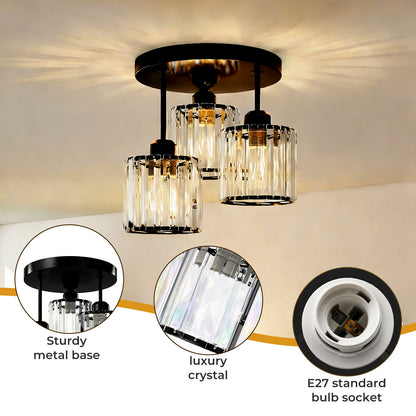 Emitto Crystal Ceiling Light Semi Flush Mount Chandelier Modern Hallway Lamp