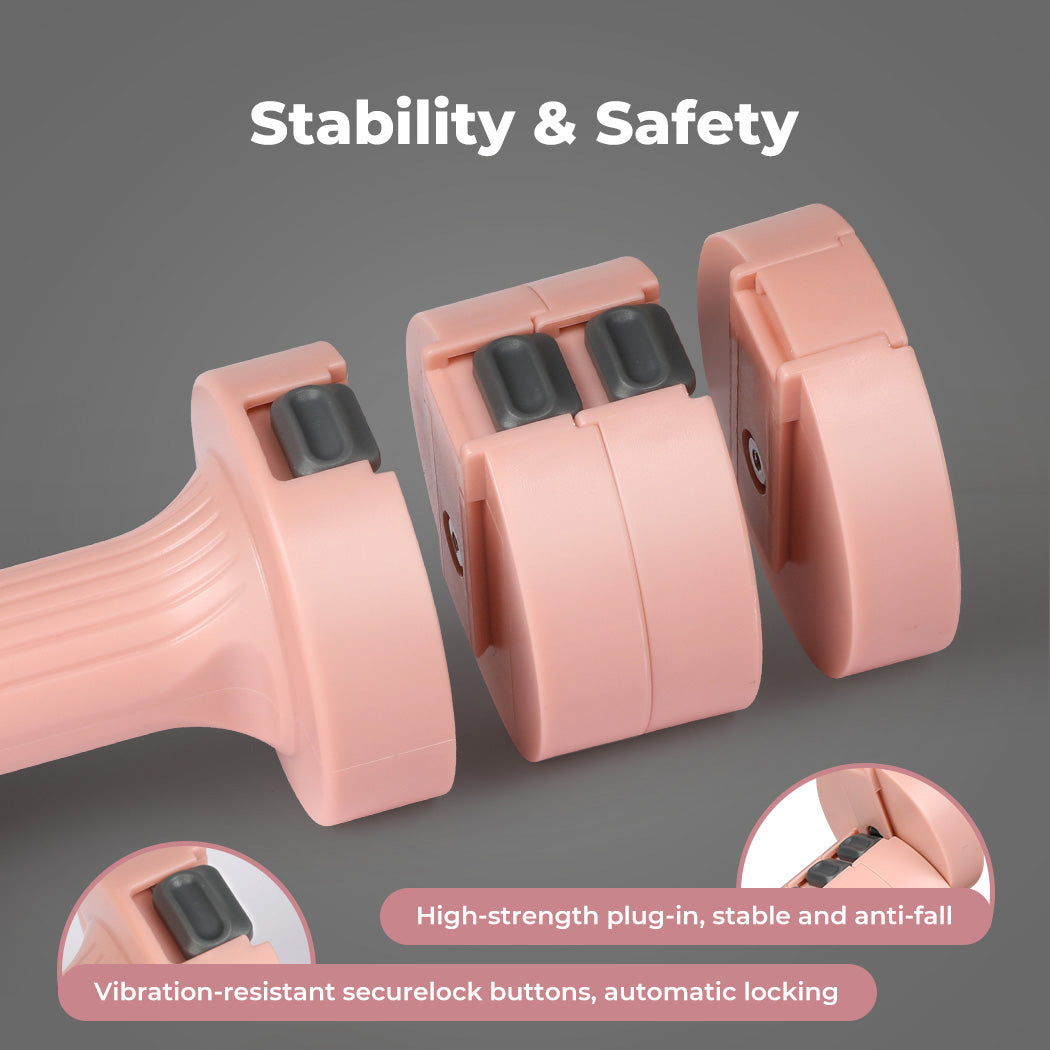 Centra Pair Dumbbells  Fast Adjustable 1KG-2.5KG With Metal Weight Pink
