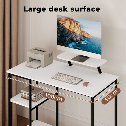 Levede Office Desk Ergonomic Computer Table with Storage Shelves Monitor Stand
