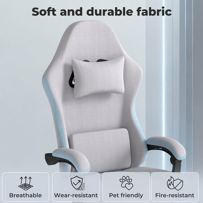 Levede Office Desk Chair Fabric Gaming Recliner Adjustable Height Swivel Grey