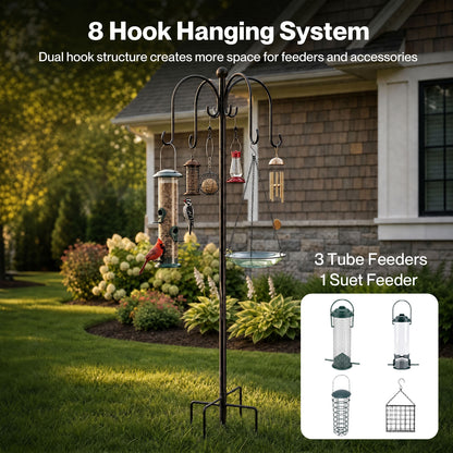 TOQUE Complete Bird Feeding Station 4 Feeders Outdoor Garden Wild Birds Feeder