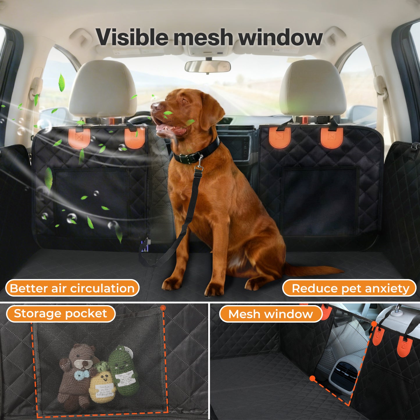 Skylos Dog Car Seat Cover Waterproof Pet Back Seat Hammock Safety Protector