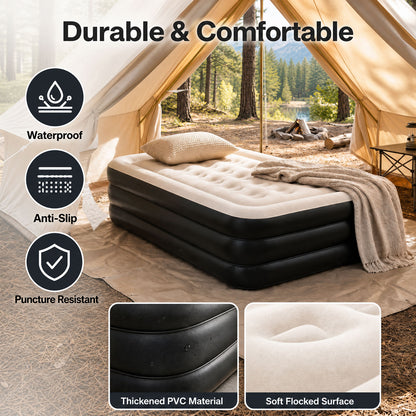 Lavio Air Mattress Built in Pump King Single Size High Raised Inflatable Air Bed