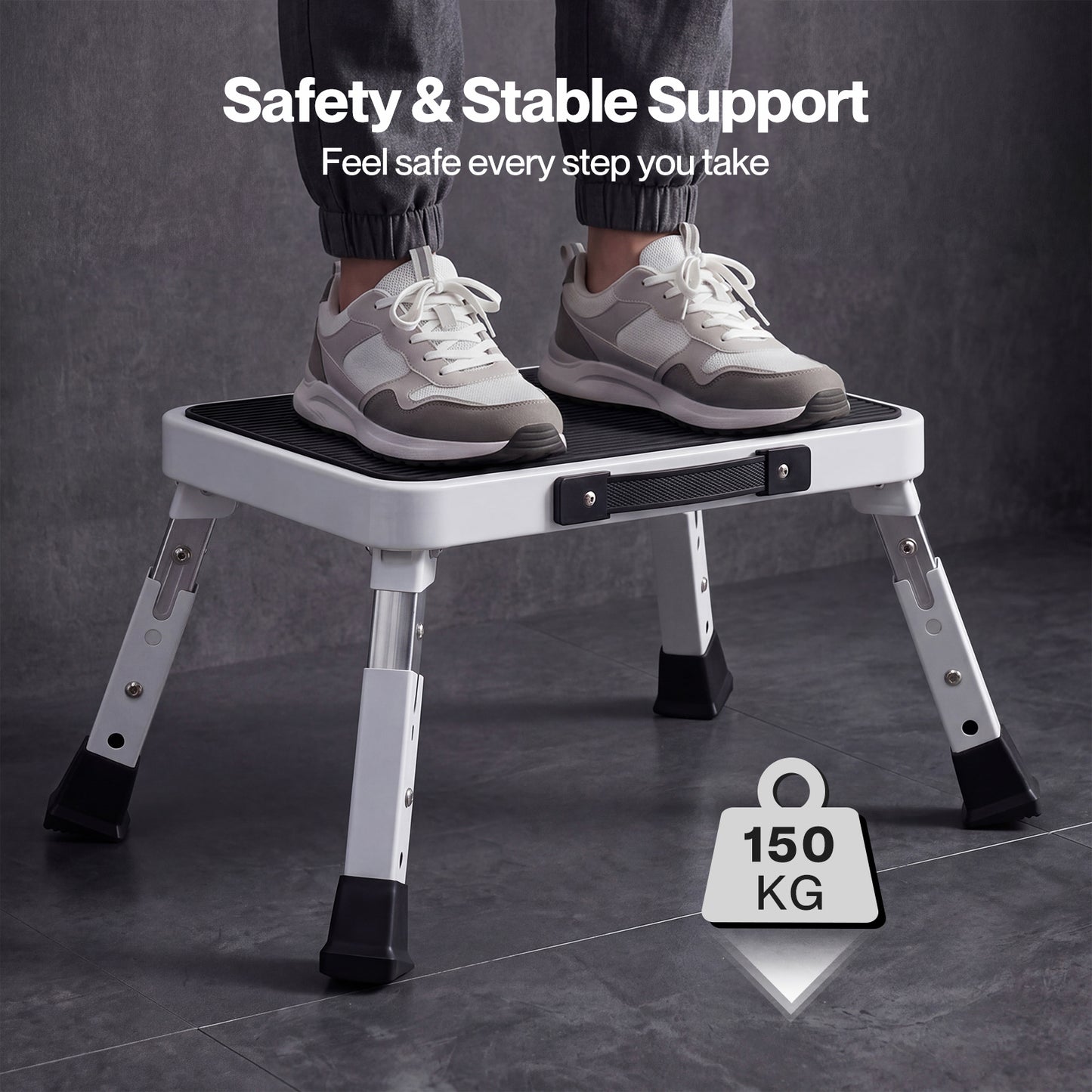Levede Folding Step Stool Adjustable Aluminium Non Slip Portable Foot Stool