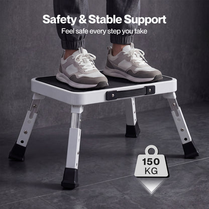 Levede Folding Step Stool Adjustable Aluminium Non Slip Portable Foot Stool