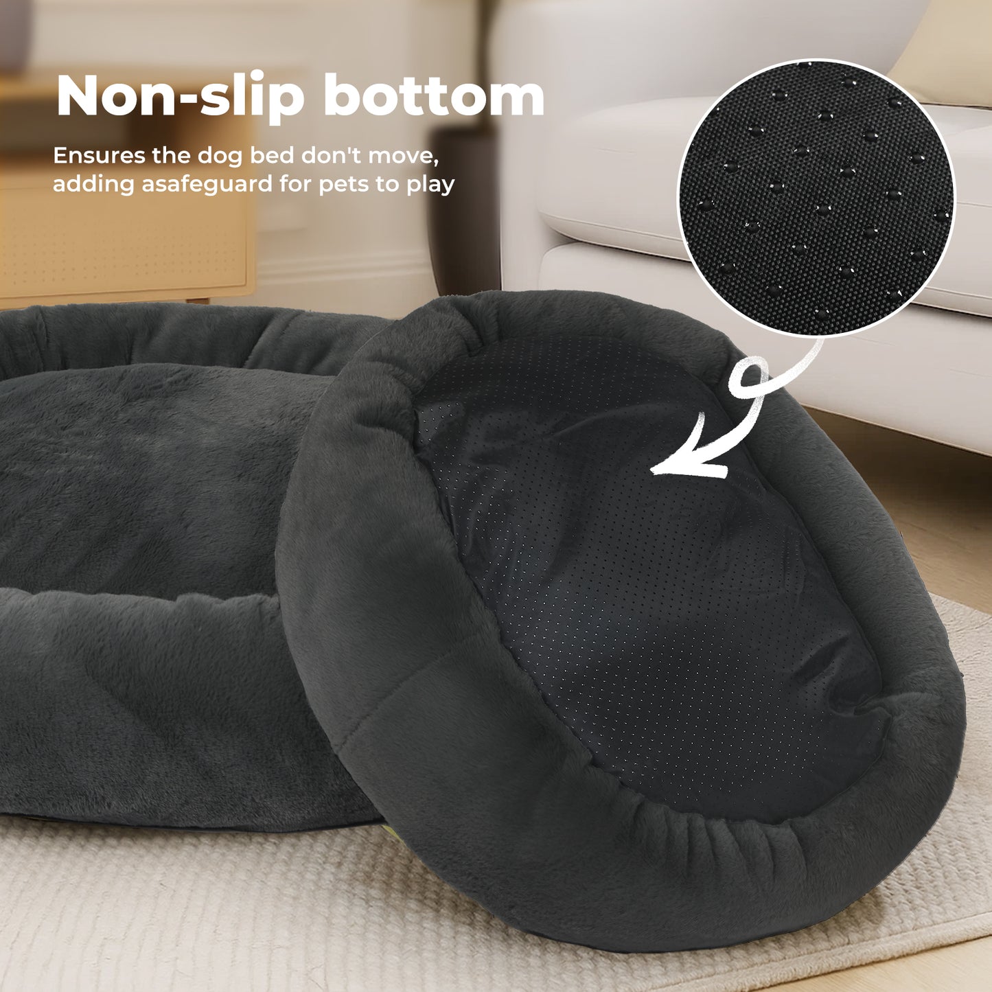 Skylos Washable Donut Dog Bed Large Small  Pet Calming Beds Anti Anxiety Plush