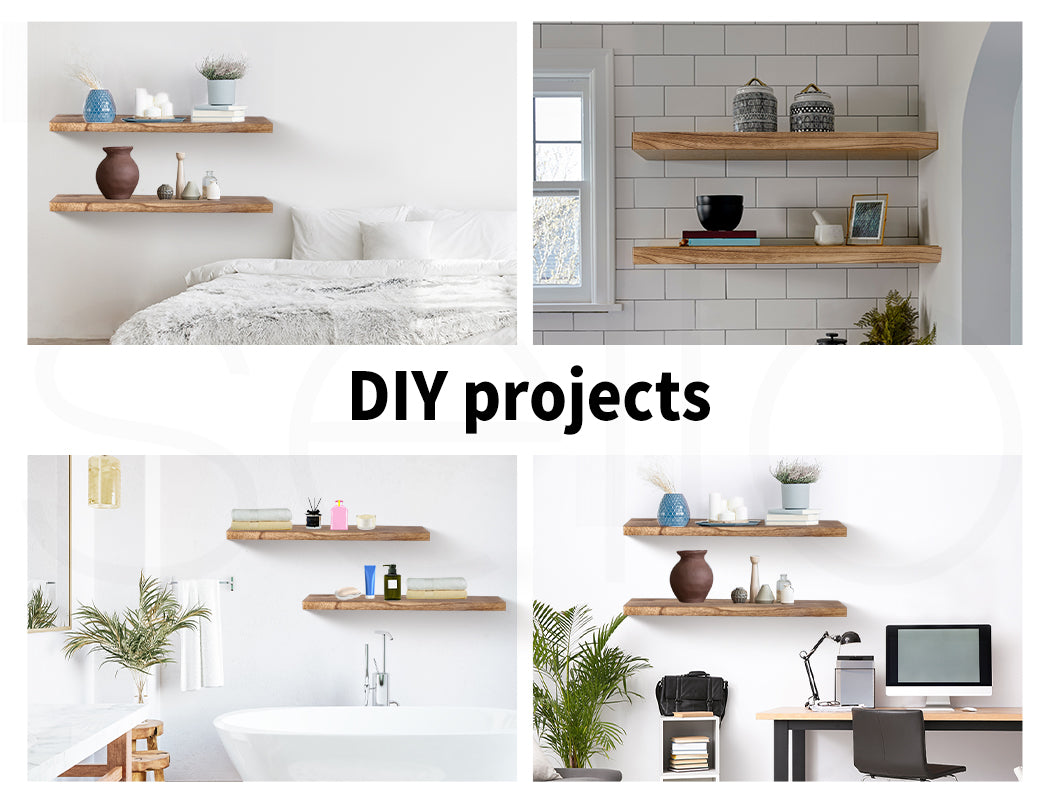 2Pcs Floating Shelves Wall Mounted Storage Wooden Display Shelf 23.5IN 61CM