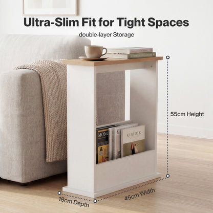 Levede Side Table Slim Storage Magazine Rack Sofa End Table Small Space Compact