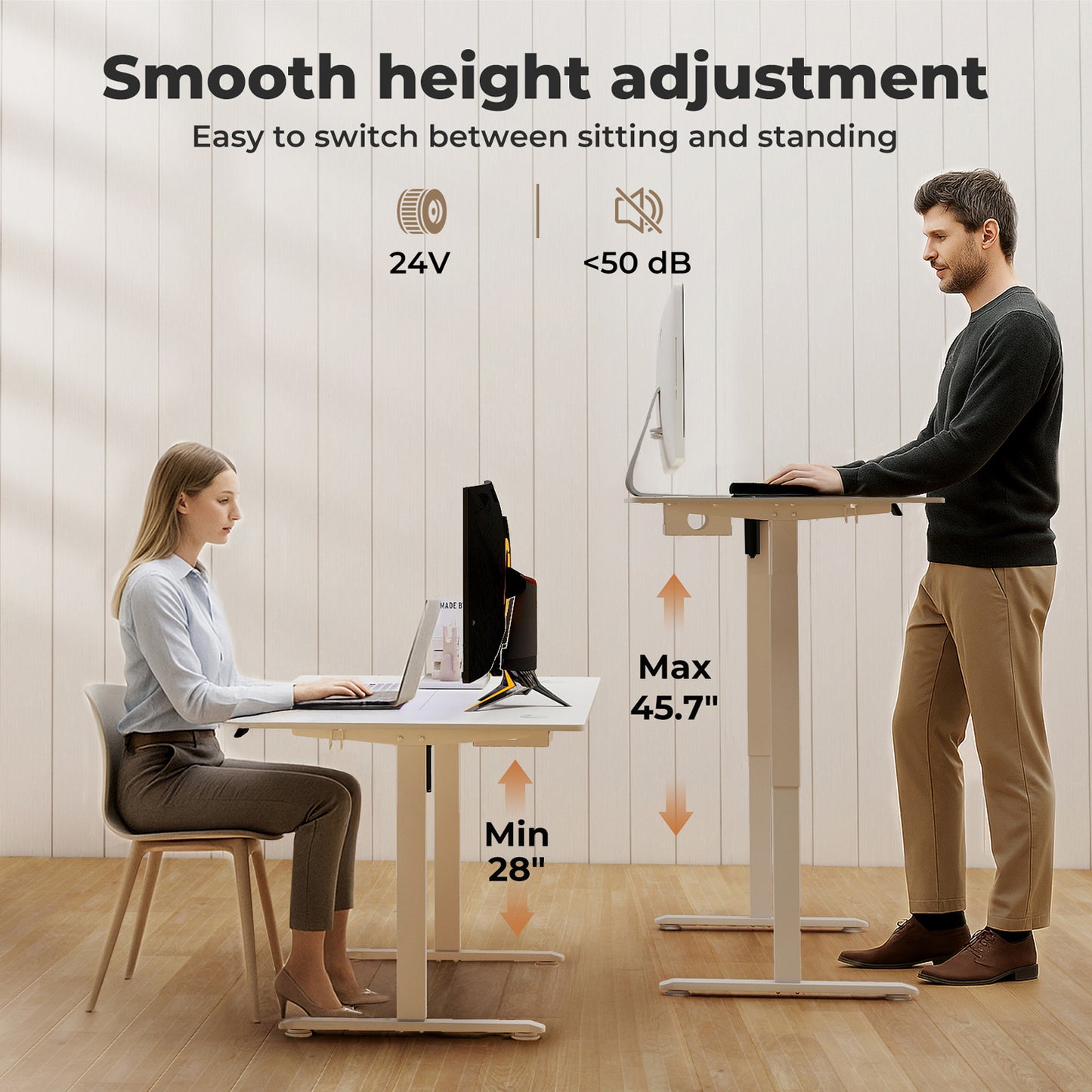 Levede Electric Standing Desk  Adjustable Height Workstation Metal Frame White