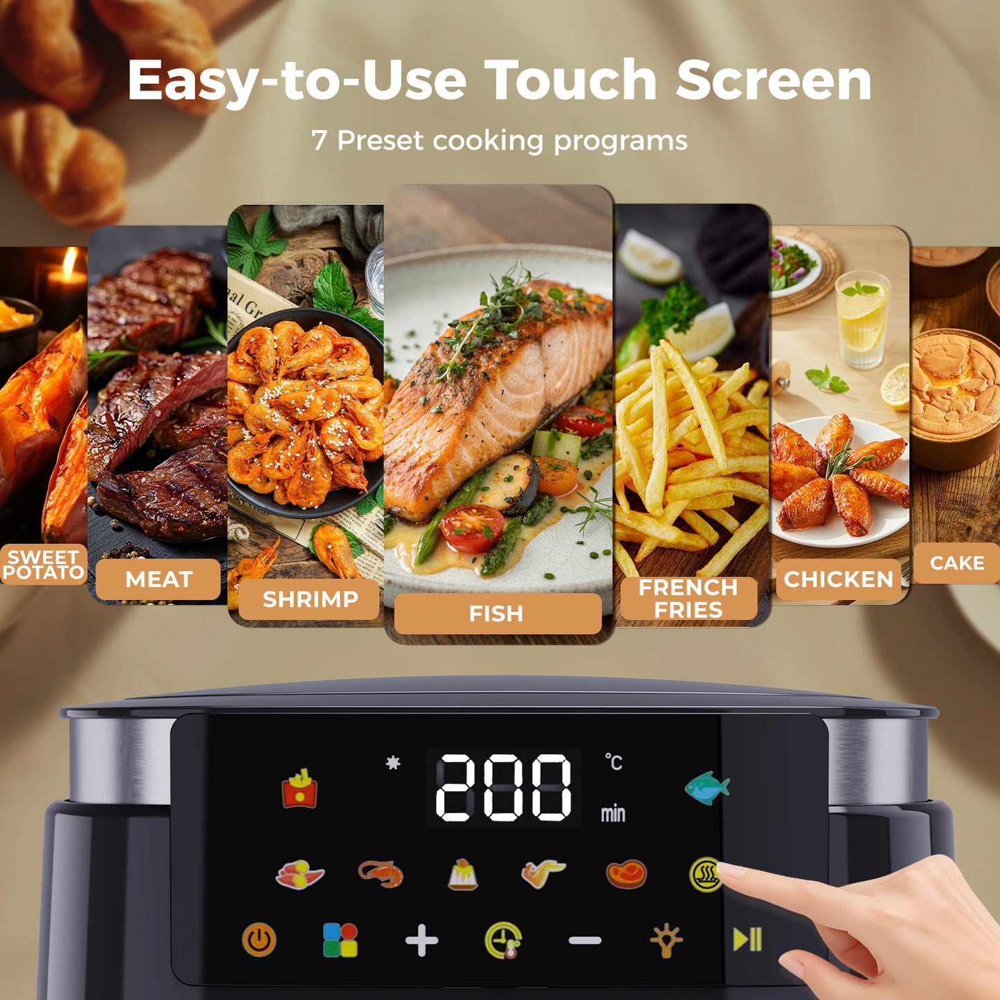 Spector 5L Digital Air Fryer 1500W Oil Free Hot Air Healthy Frying Cooker Black