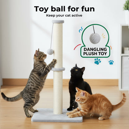 Skylos Tall Cat Scratching Post Natural Sisal Pole Heavey Duty Base with Ball